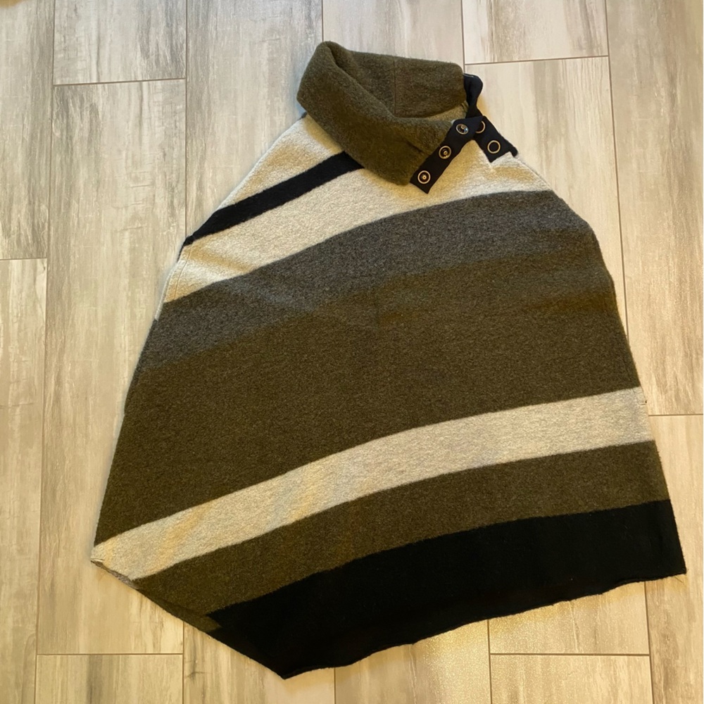 Tabitha from Anthropologie Wool Blend Earth-tone Asymmetric Turtleneck Poncho, S